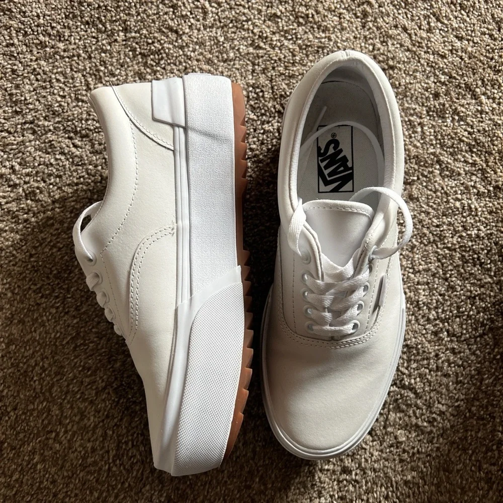 Vans leather stacked true white sneakers - Picture 1 of 4